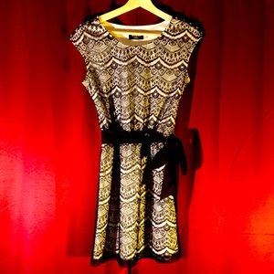 Blue and white lace Guess cocktail dress with sash